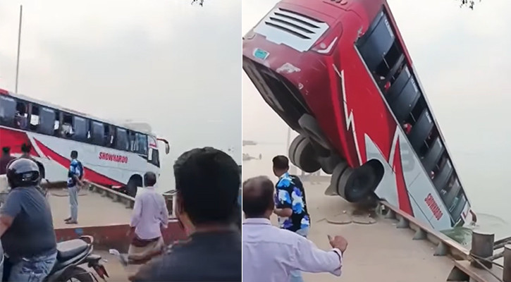 Bus with 40 passengers falls into Padma at Daulatdia Ghat; rescue underway